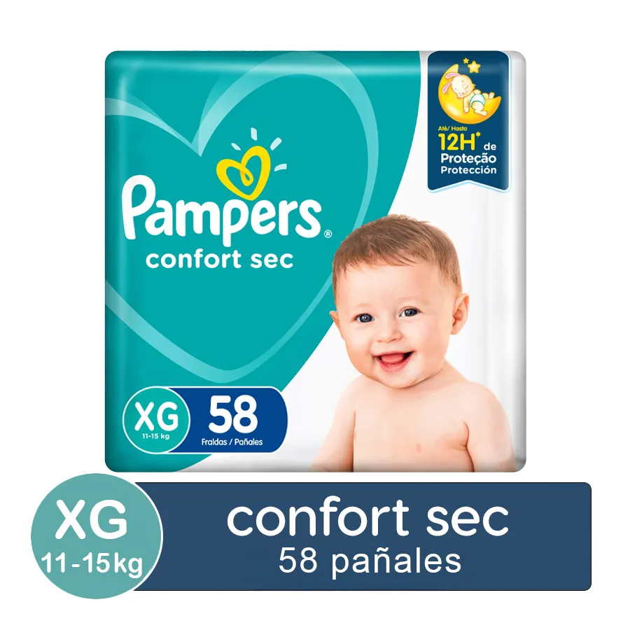Pañales Pampers Confort Sec XG 58 un | HIPERMAXI LAS BRISAS
