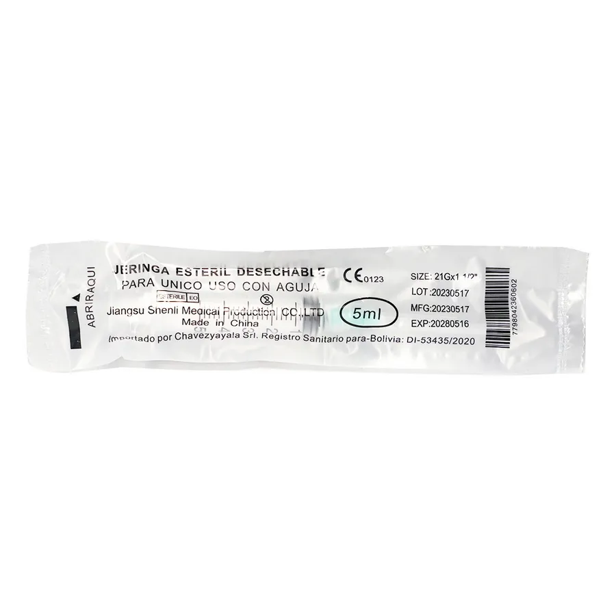 Jeringa Esteril Desechable 5 ml X 1Und.