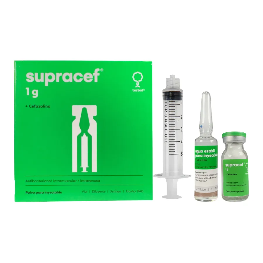 Supracef 1 gr x 1 amp Con Agua Cefazolina